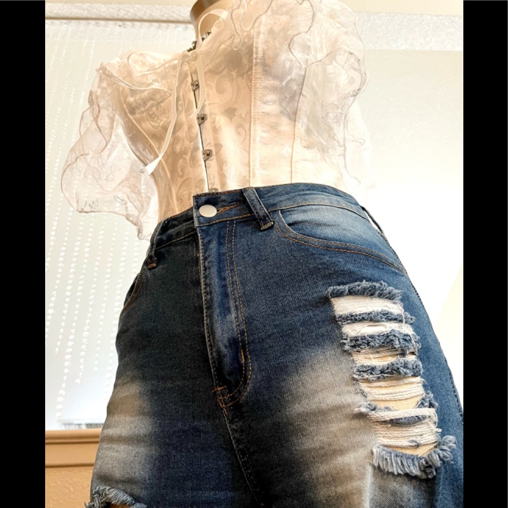 NEW!!! 27 Sexy Stretchy 2% Elastic High Waisted Ripped Ladder Flare… - Picture 5 of 7